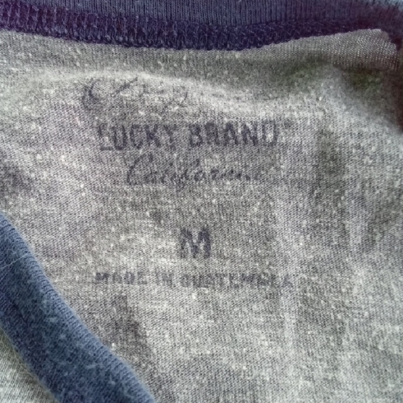 Mens M Lucky Brand Gray and Blue Long Sleeve Tee - Picture 2 of 4